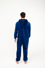 Load image into Gallery viewer, Back view of the Sofa Killer men royal blue velour onesie Nevada, highlighting the soft fabric and cozy design.