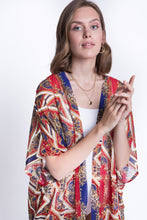 Load image into Gallery viewer, Beach kimono Red blue leopard