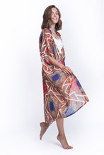 Load image into Gallery viewer, Beach kimono Red blue leopard