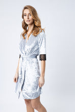 Load image into Gallery viewer, Grey velour / shiny velvet dressing-gown / robe