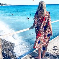 Load image into Gallery viewer, Beach kimono Red blue leopard
