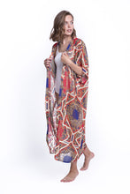 Load image into Gallery viewer, Beach kimono Red blue leopard

